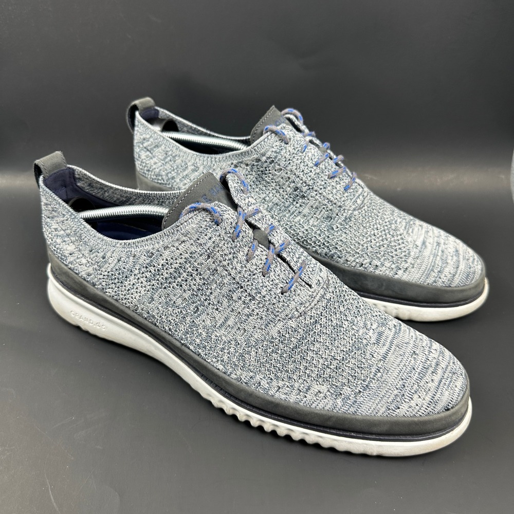 Cole Haan 2.ZEROGRAND Stitchlite Wingtip Oxford Mens 13 Grey Blue Knit Sneakers
